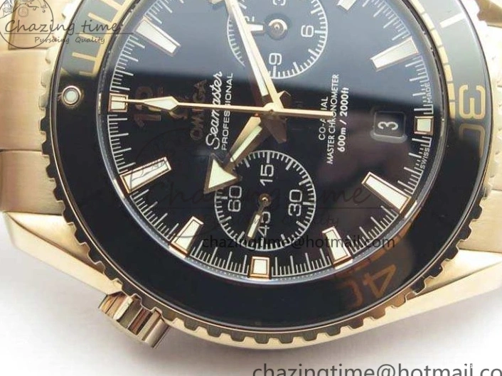 0328 Seamaster Pro Chrono RG Best Edition Black Ceramic Black Dial On RG Bracelet A ComfortFit 8130